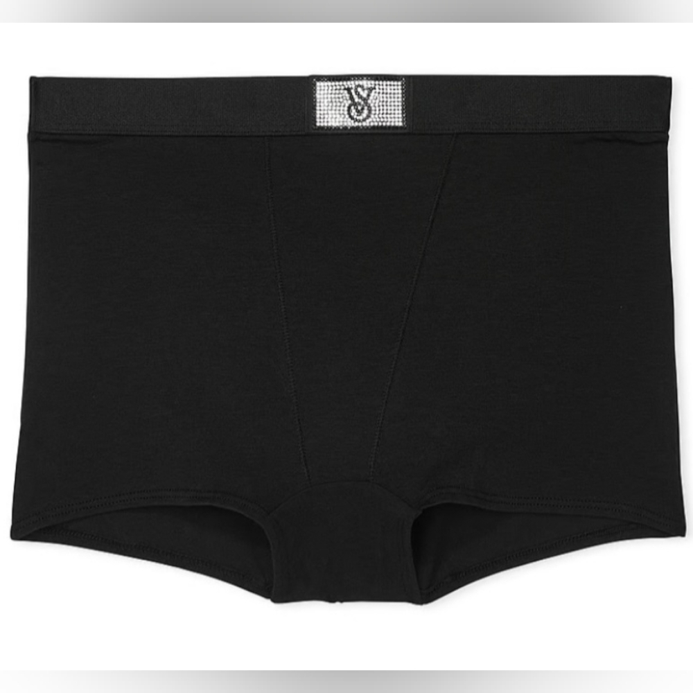 S M L XL XXL VS Shine Patch High Waist Shortie Panty BLACK
